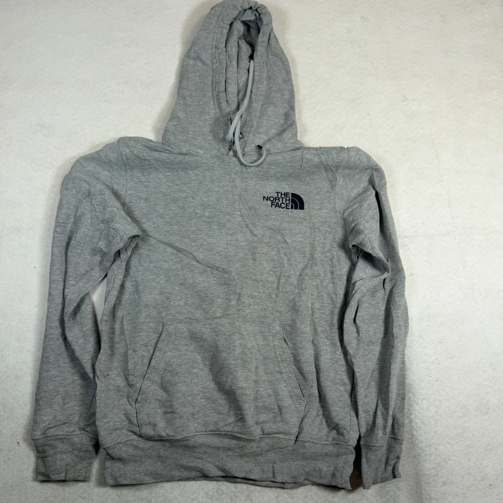 The North Face Mens Gray Box Logo Hoodie Never Stop Exploring Pullover Small